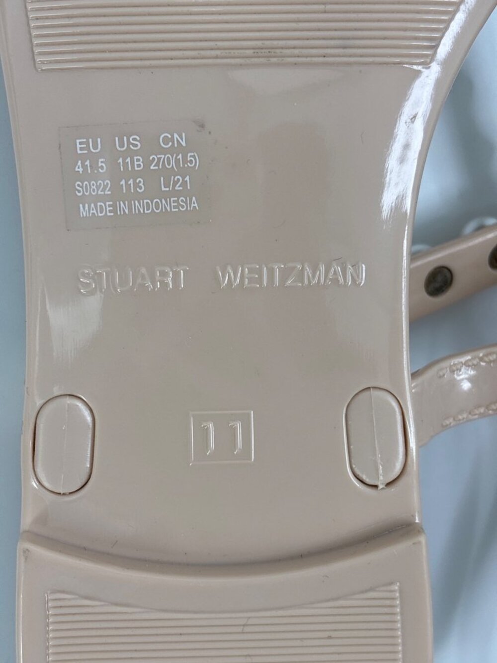 Stuart Weitzman Goldie  Jelly Pearl Thong Sandal Nude Beige Size 11 NWOB - Picture 6 of 6